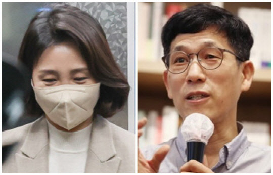 이재명 더불어민주당 대선 후보 부인 김혜경씨(왼쪽)와 진중권 전 동양대학교 교수. <연합뉴스>